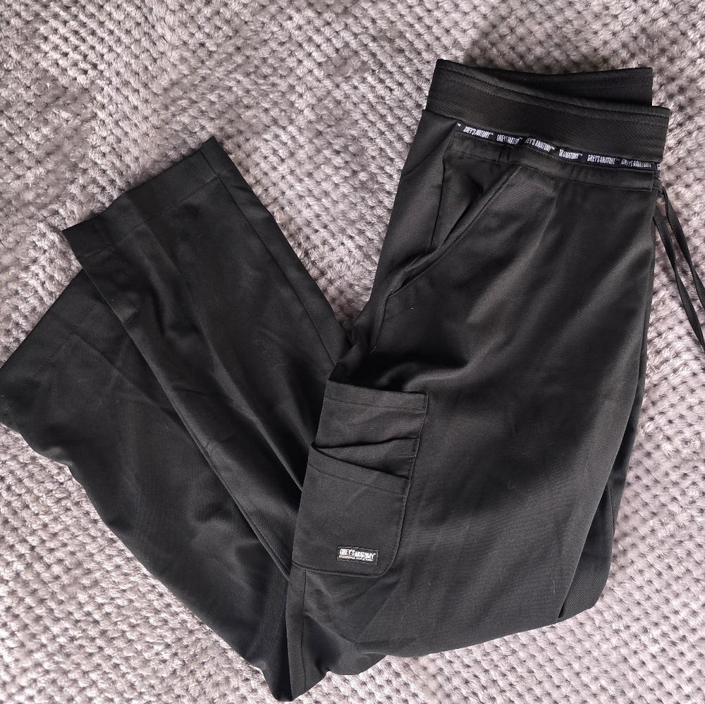 Grey's Anatomy Womens Black Cargo Scrub Pants